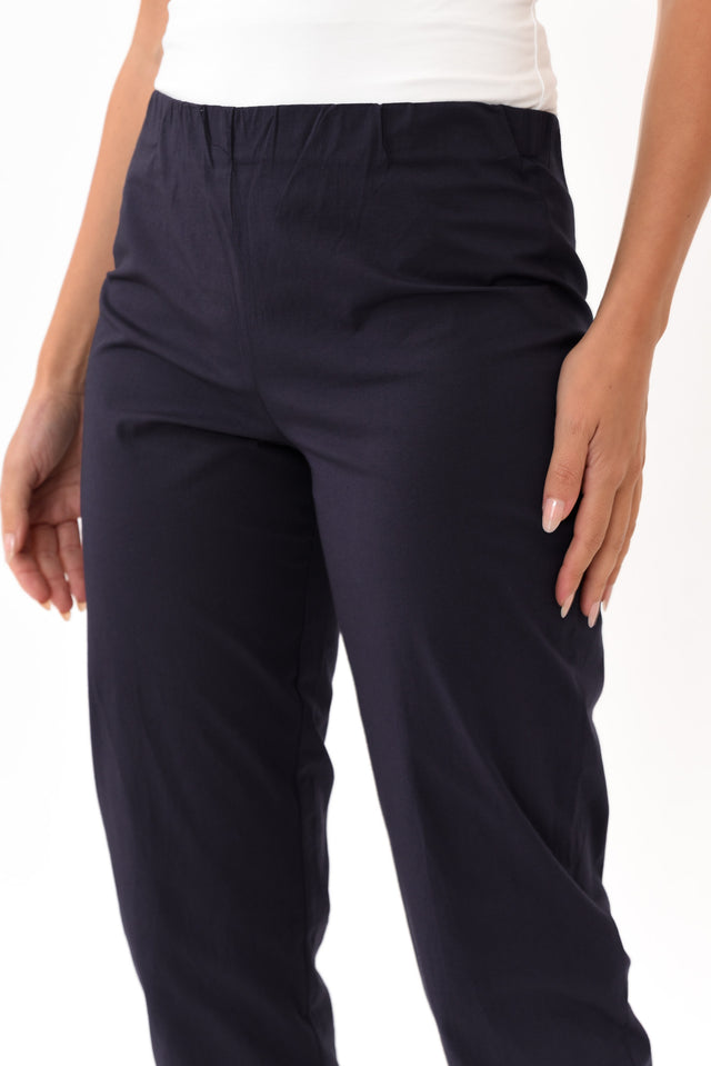 Zara Navy Cotton Cropped Stretch Pants