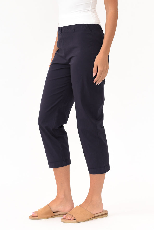 Zara Navy Cotton Cropped Stretch Pants image 4