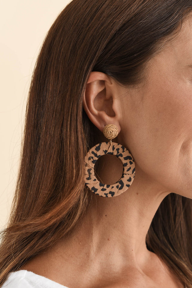 Zena Brown Leopard Drop Earrings image 2