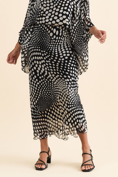 Zilpha White Spot Silk Skirt