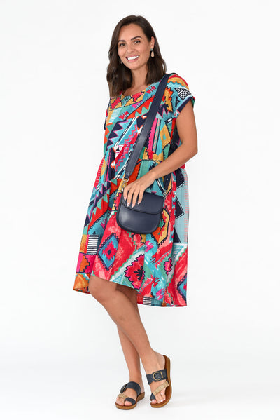 Zio Blue Abstract Organic Cotton Dress