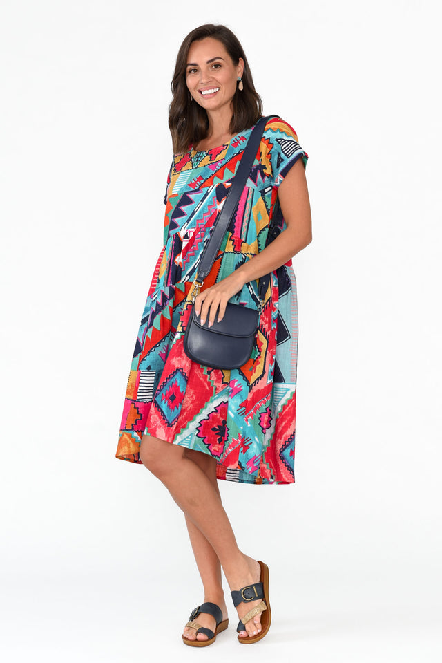 Zio Blue Abstract Organic Cotton Dress image 1