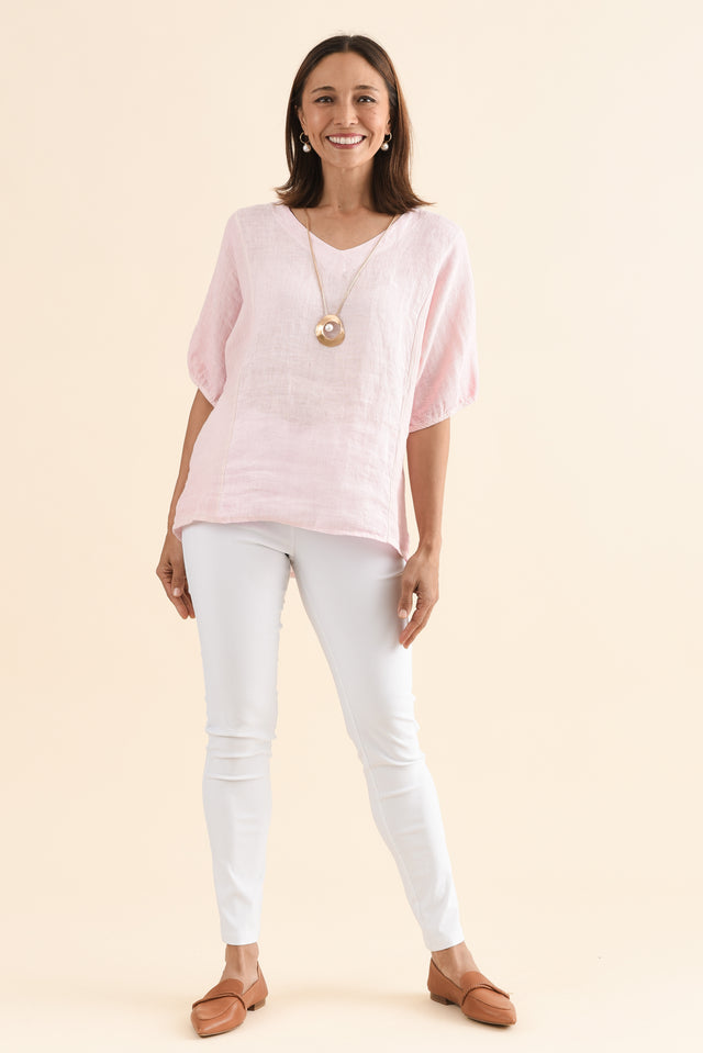 Ziola Blush Linen Cotton Top,Full Body,Brunette model,alt text|model:Cara image 6