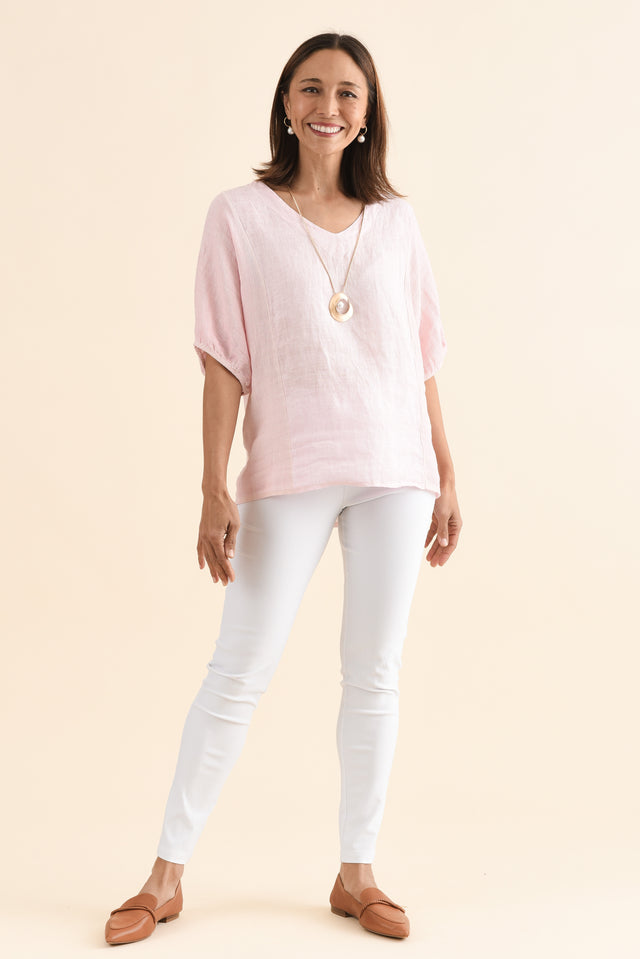 Ziola Blush Linen Cotton Top,Full Body,Brunette model,alt text|model:Cara