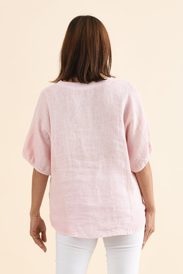 Ziola Blush Linen Cotton Top,Back,Brunette model,alt text|model:Cara image 4