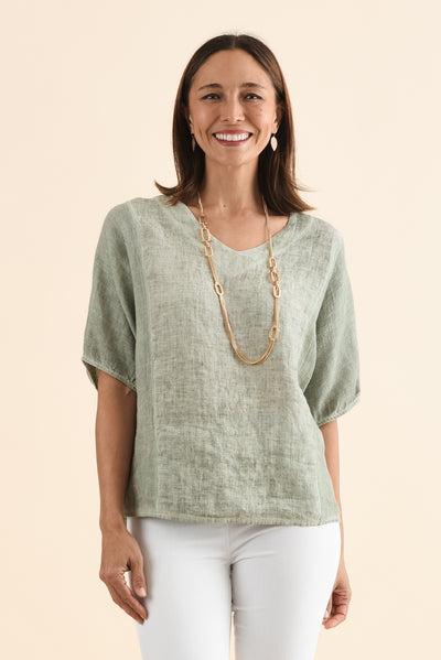 Ziola Khaki Linen Cotton Top