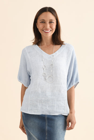 Ziola Light Blue Linen Cotton Top