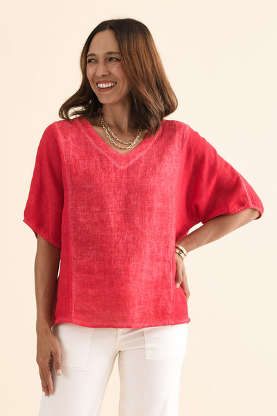 Ziola Red Linen Cotton Top