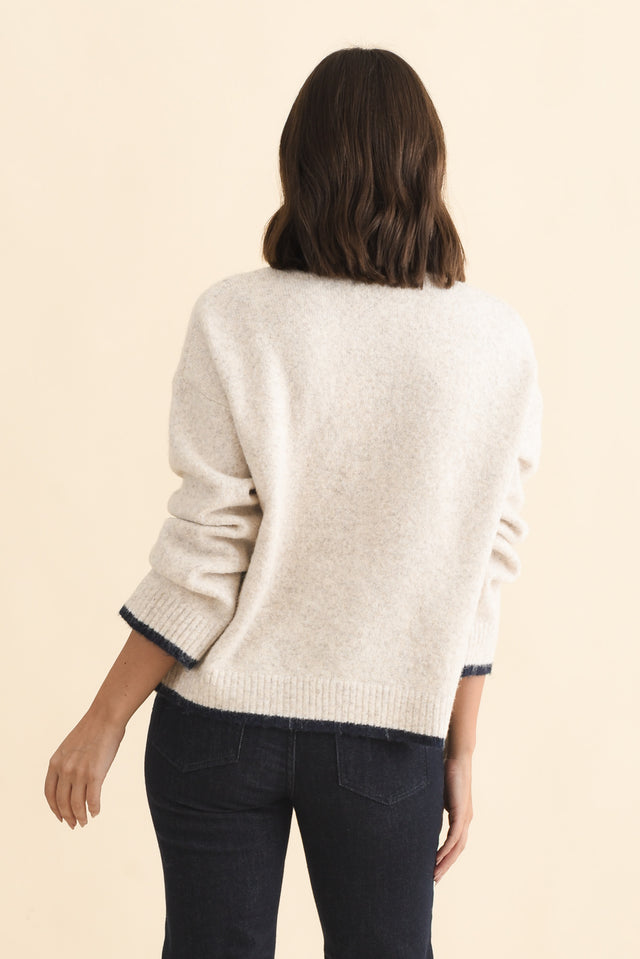Zoe Beige Heart Knit Jumper,Brunette model,alt text|model:MJ image 5