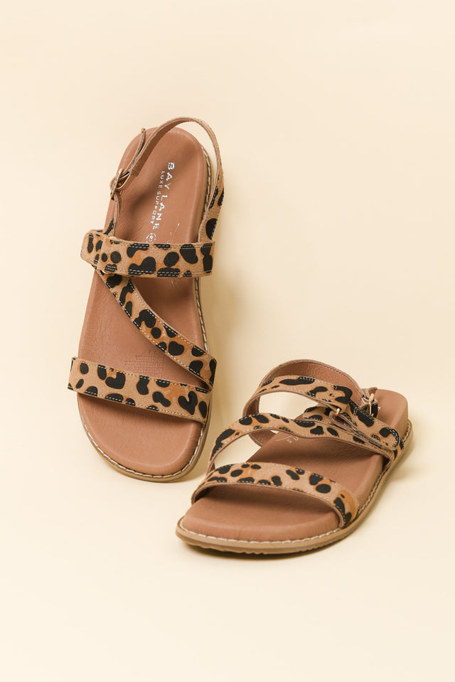 Zorba Brown Leopard Leather Sandal