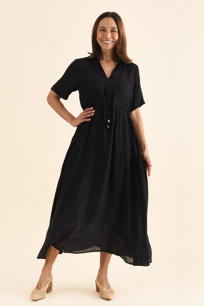 Zoya Black Pocket Tie Dress