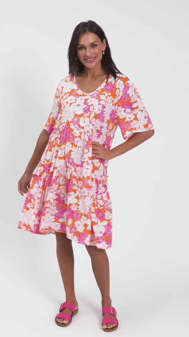 Denver Orange Flower Tier Dress thumbnail 3