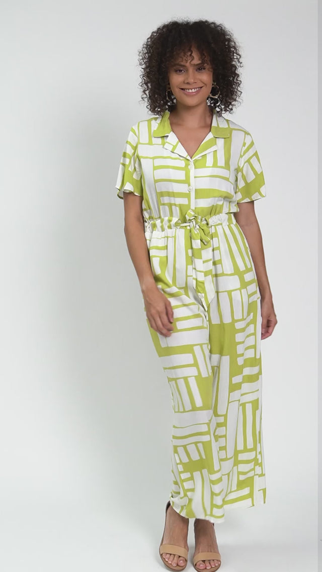 Malachi Green Abstract Shirt Jumpsuit thumbnail 2