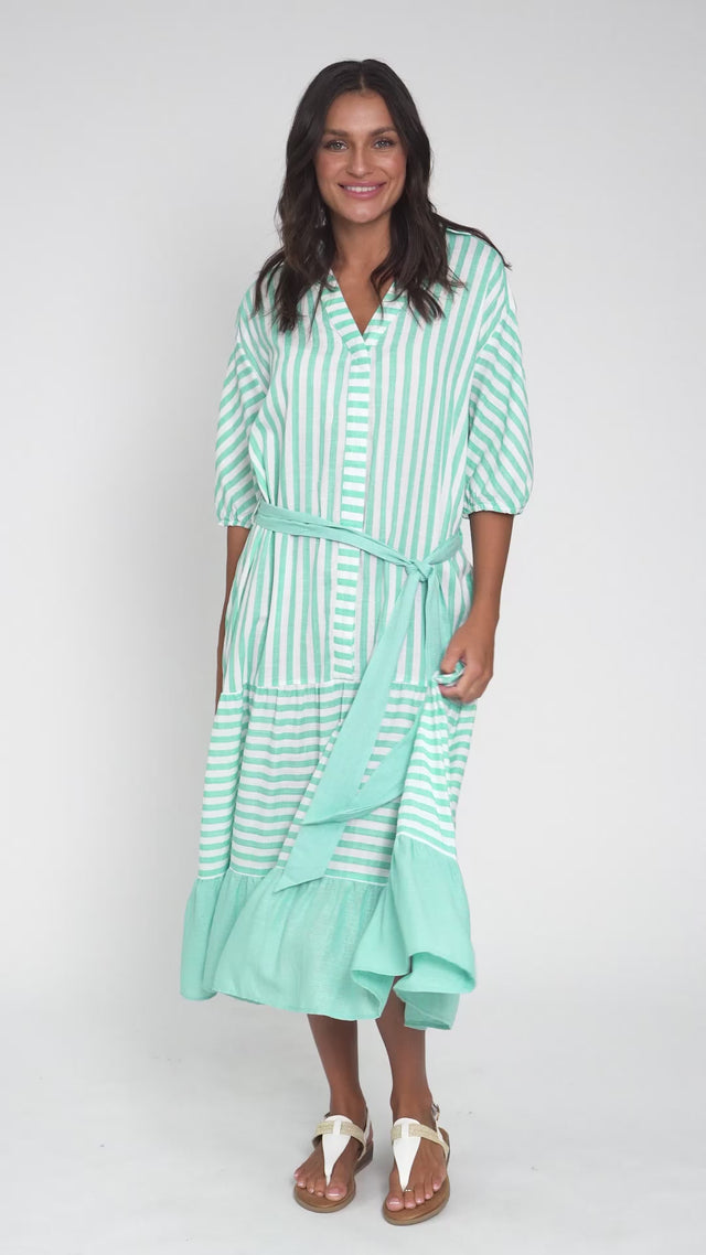 Timon Blue Stripe Cotton Blend Dress thumbnail 2