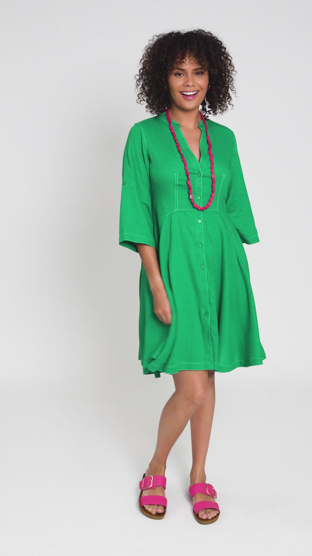 Argon Green Contrast Stitch Dress thumbnail 2