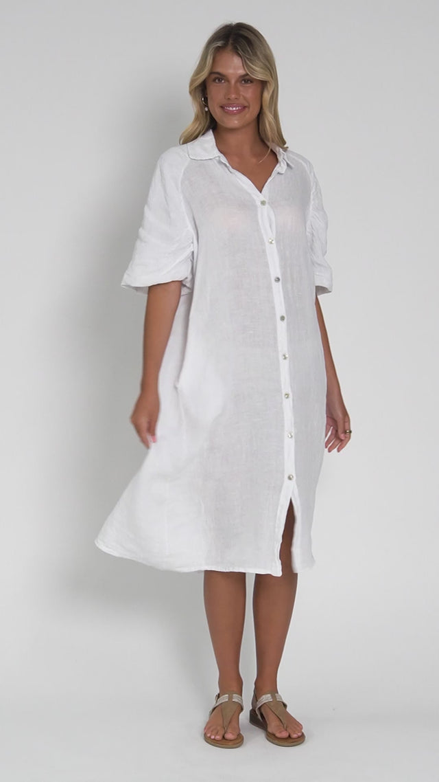 Leon White Linen Shirt Dress thumbnail 2