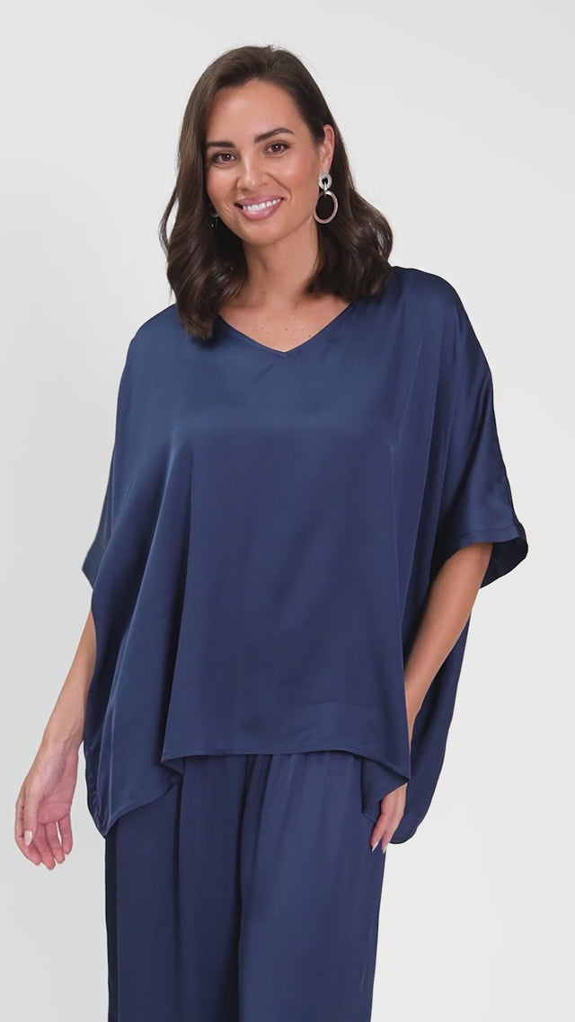 Eternal Navy Draped Top thumbnail 2