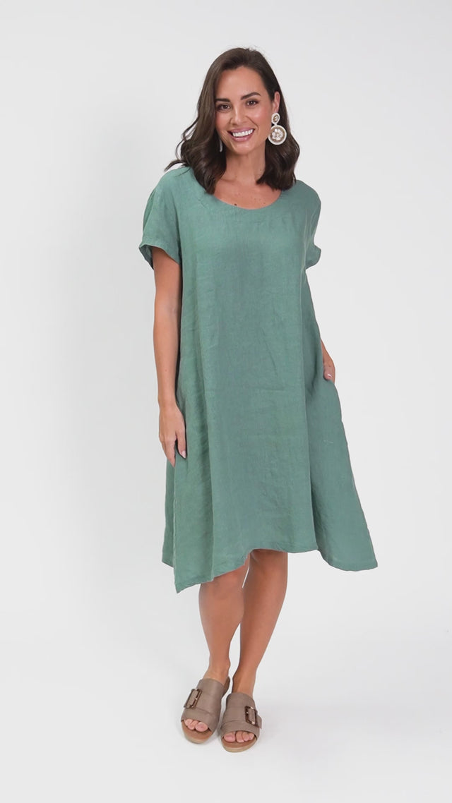 Sonny Sage Linen Swing Dress thumbnail 3