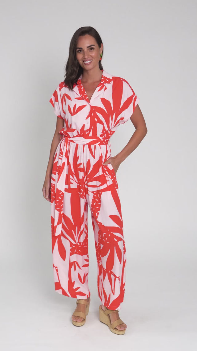 Dudley Pink Leaf Shirt Jumpsuit thumbnail 2