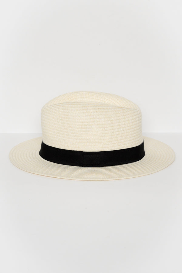 Ivory Wide Brim Travel Fedora - Blue Bungalow