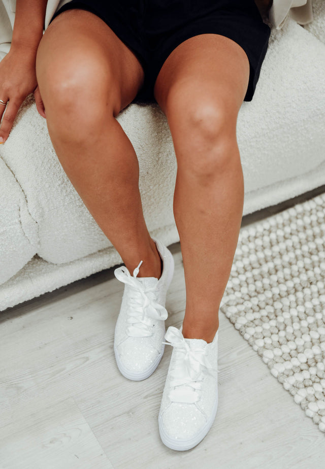 Alley White Sequin Sneaker