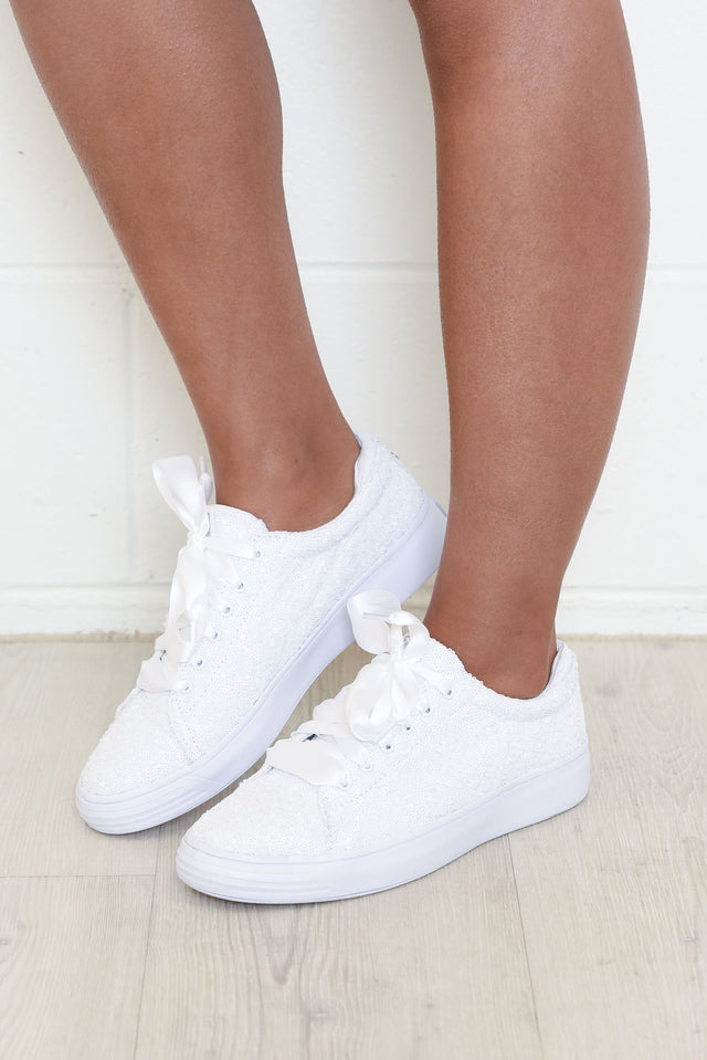 Alley White Sequin Sneaker