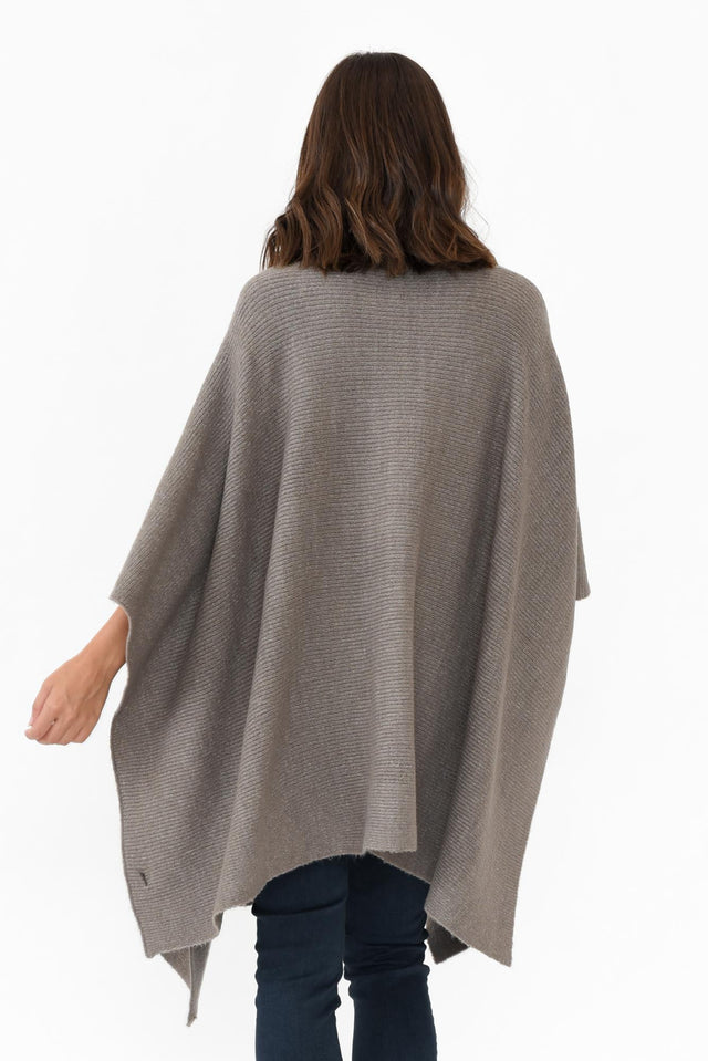 Addie Grey Wool Blend Poncho