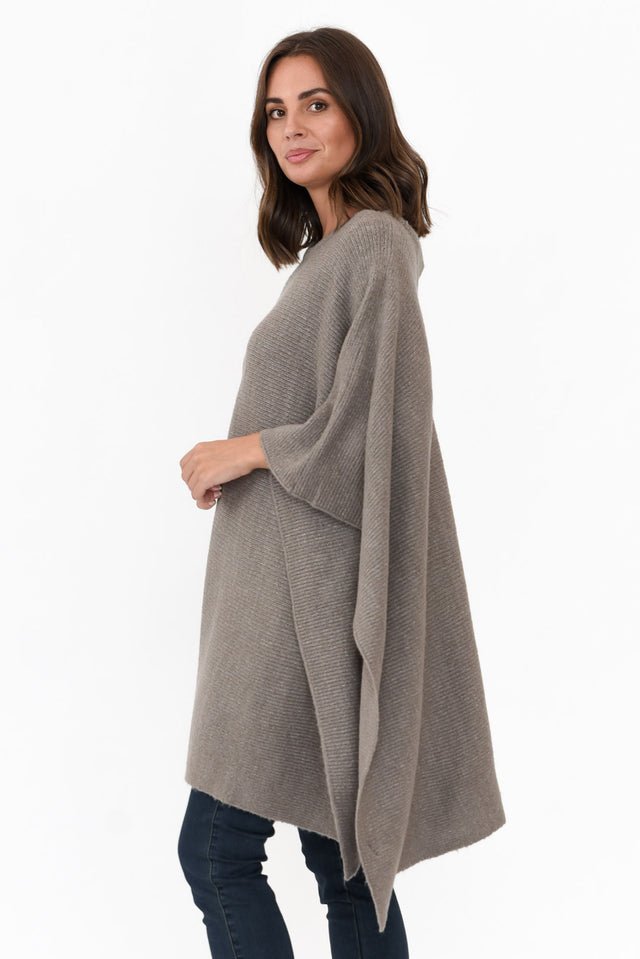 Addie Grey Wool Blend Poncho