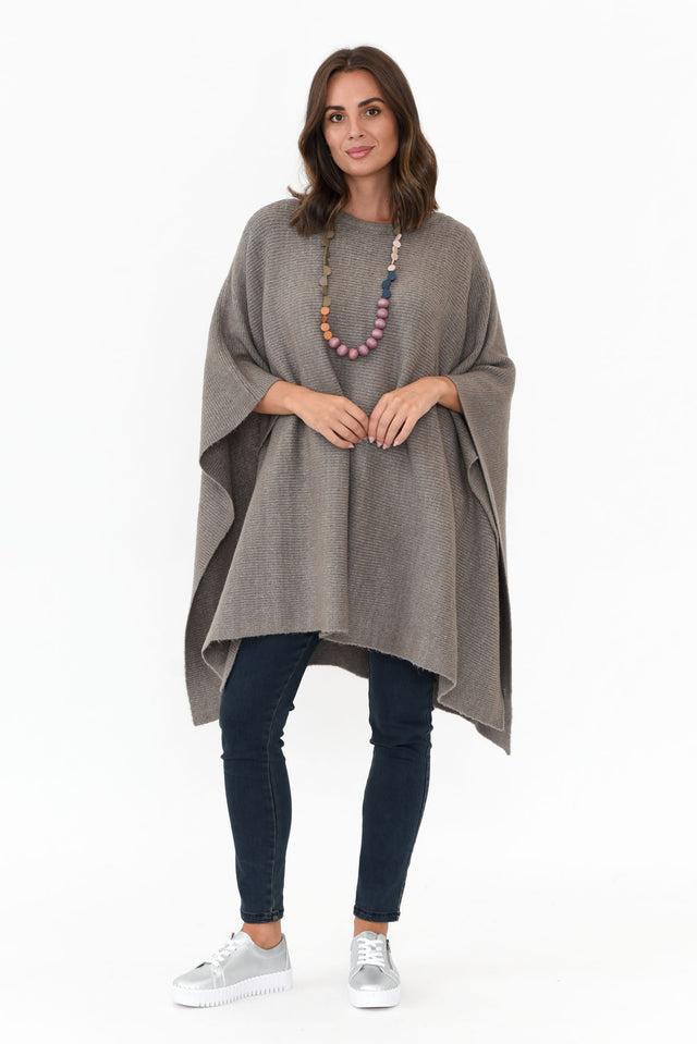 Addie Grey Wool Blend Poncho