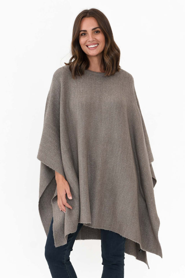 Addie Grey Wool Blend Poncho