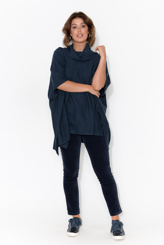 Kellie Navy Cotton Straight Leg Pants