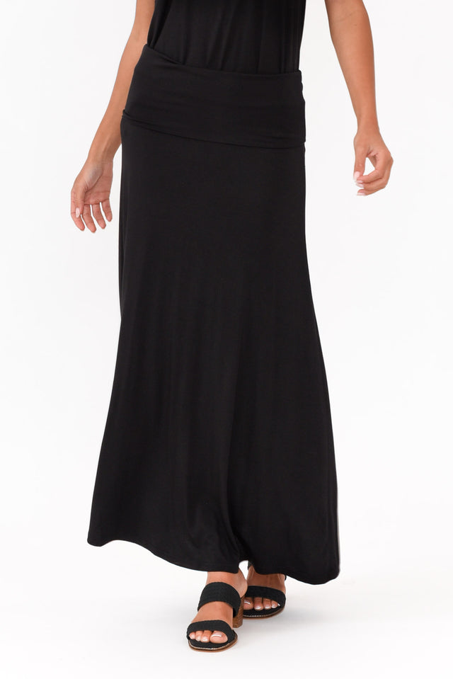 Amy Black Bamboo Maxi Skirt   alt text|model:Brontie;wearing:S image 1