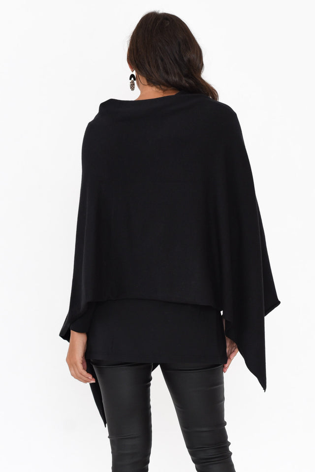 Amy Black Wool Blend Poncho