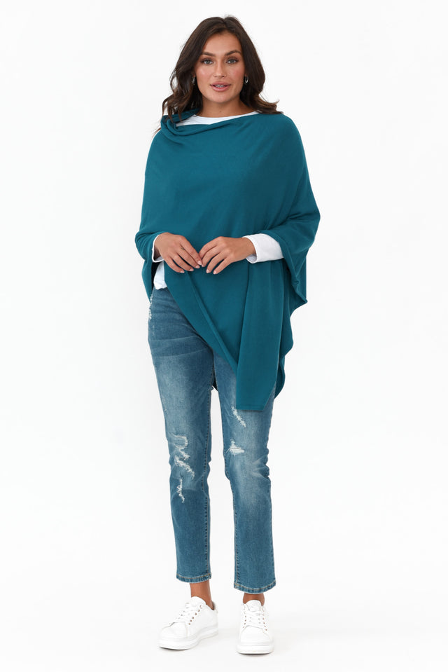 Amy Teal Wool Blend Poncho image 3