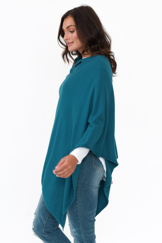 Amy Teal Wool Blend Poncho image 5