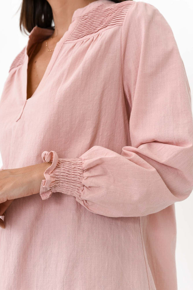 April Blush Cotton V Neck Top