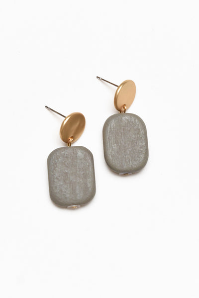 Ariel Grey Rectangle Drop Earrings