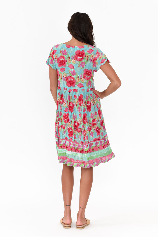 Azalea Blue Rose Crinkle Dress