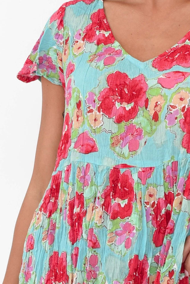 Azalea Blue Rose Crinkle Dress