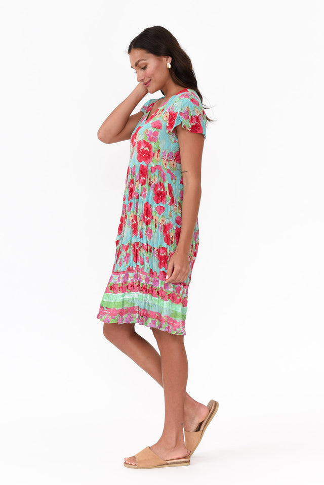 Azalea Blue Rose Crinkle Dress