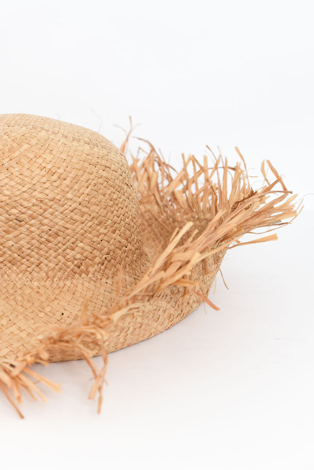 Barbados Natural Straw Frayed Hat