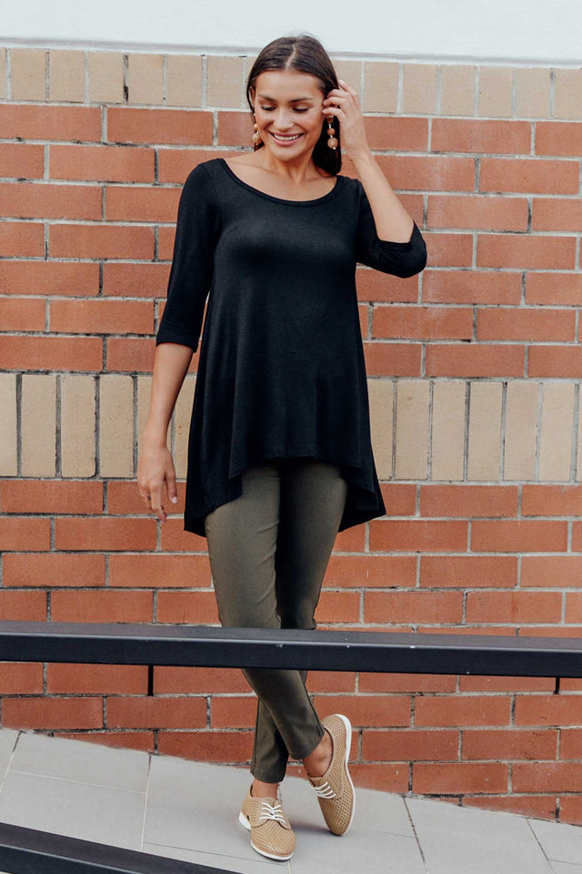 Black Bamboo Hi Lo Hem Top image 2