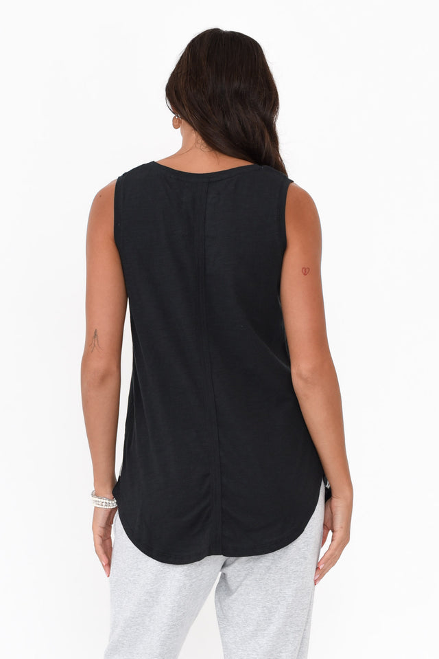 Black Cotton Scoop Tank