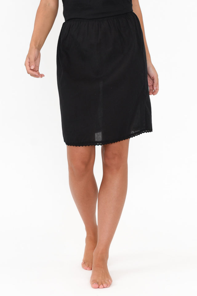 Black Cotton Slip Skirt   alt text|model:MJ;wearing:AU 8 / US 4