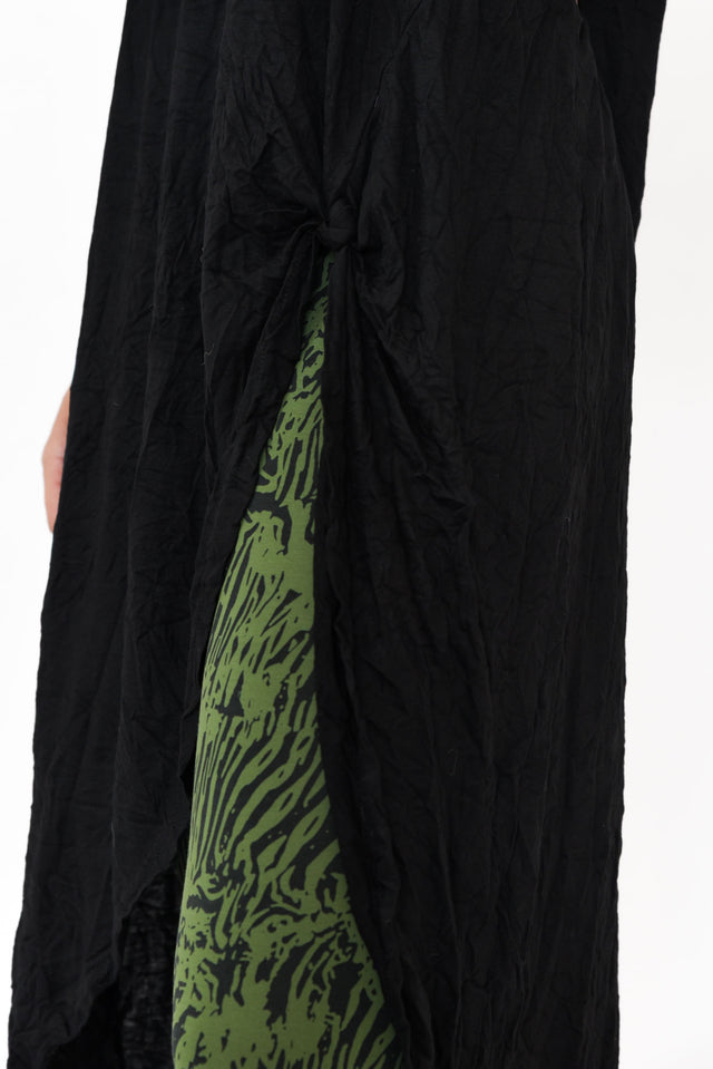 Black Crinkle Cotton Asymmetric Tunic