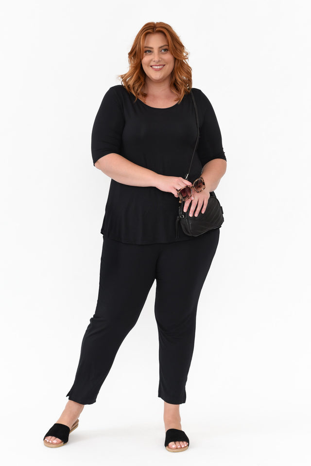Dana Black Micro Modal Pants,Blonde model,alt text|model:Caitlin image 14