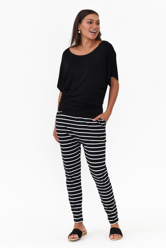 Jade Black and White Stripe Slouch Pants image 2