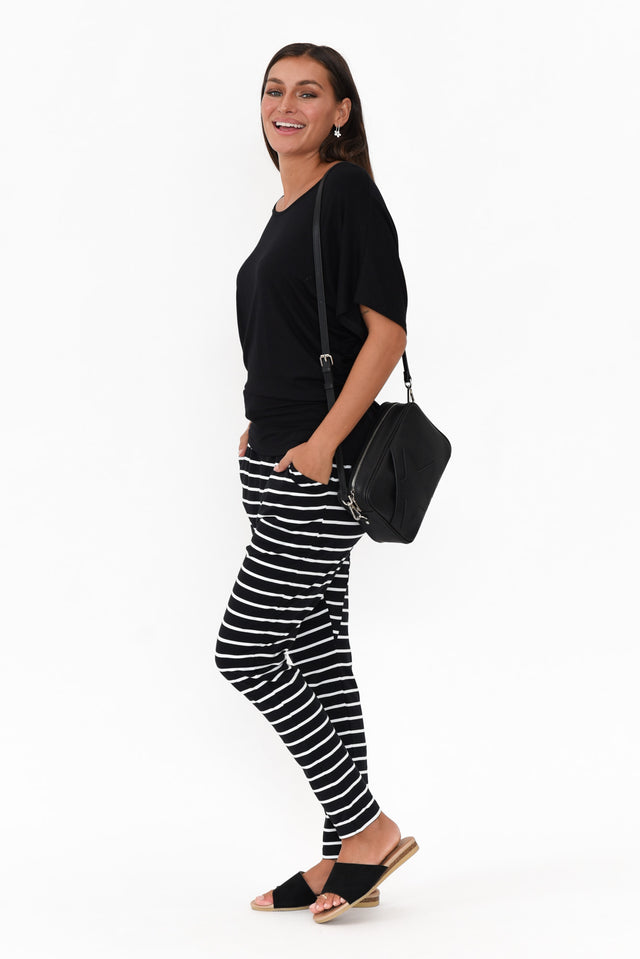 Jade Black and White Stripe Slouch Pants image 6