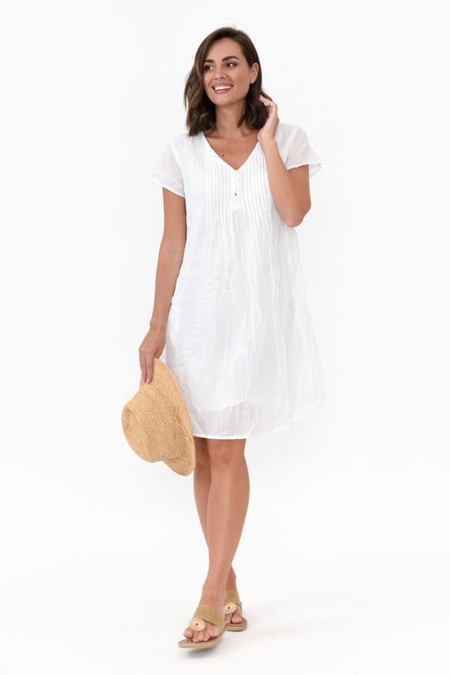 Bobbie White Crinkle Cotton Dress   alt text|model:MJ;wearing:AU 10 / US 6