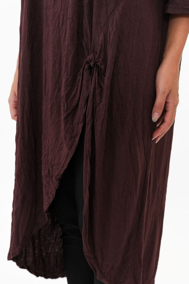 Chocolate Crinkle Cotton Asymmetric Tunic